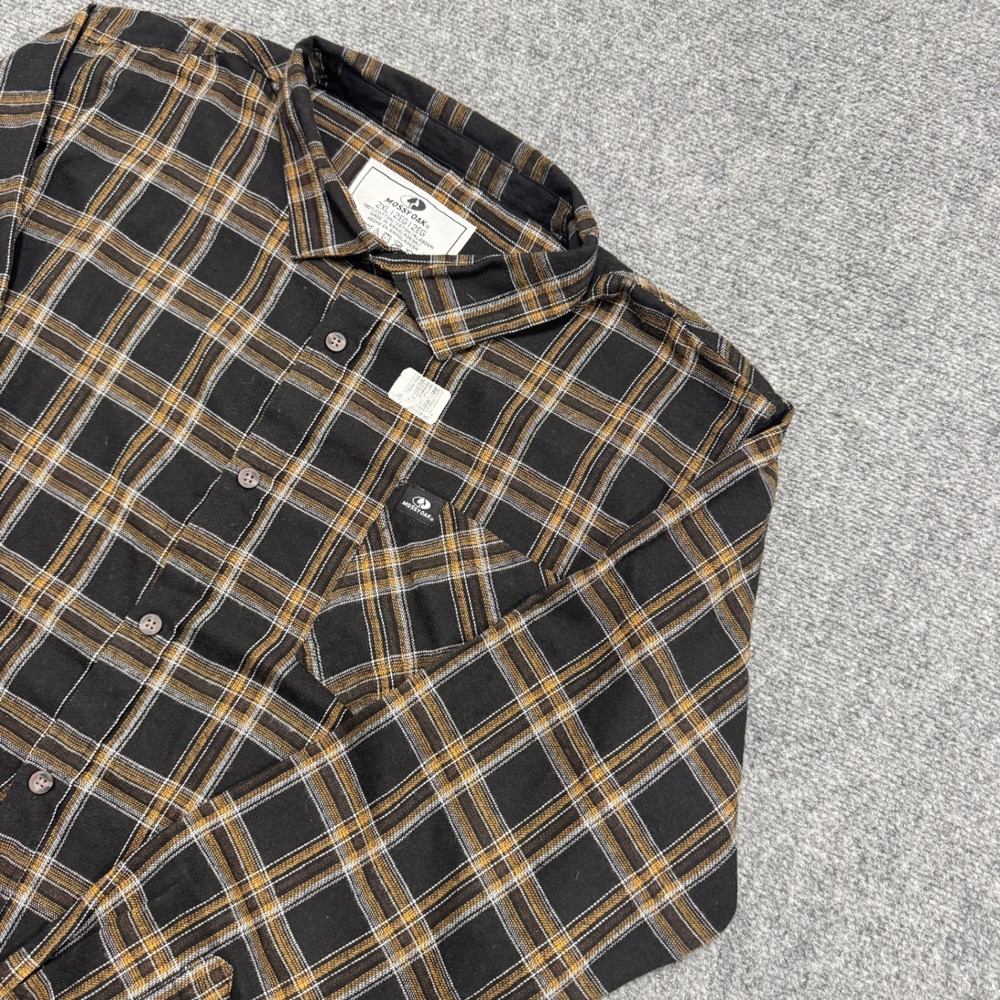 Mossy Oak Dress Shirt Men's 2XL Flannel‎ Casual Button Up 100% Cotton Plaid